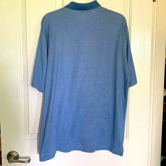 EUC MENS BOBBY JONES BLUE AND WHITE TINY STRIPED GOLF POLO SHIRT SIZE L - Picture 6 of 6